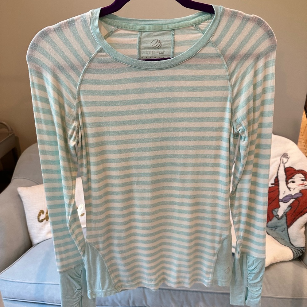 MPG Mint and White Striped Top